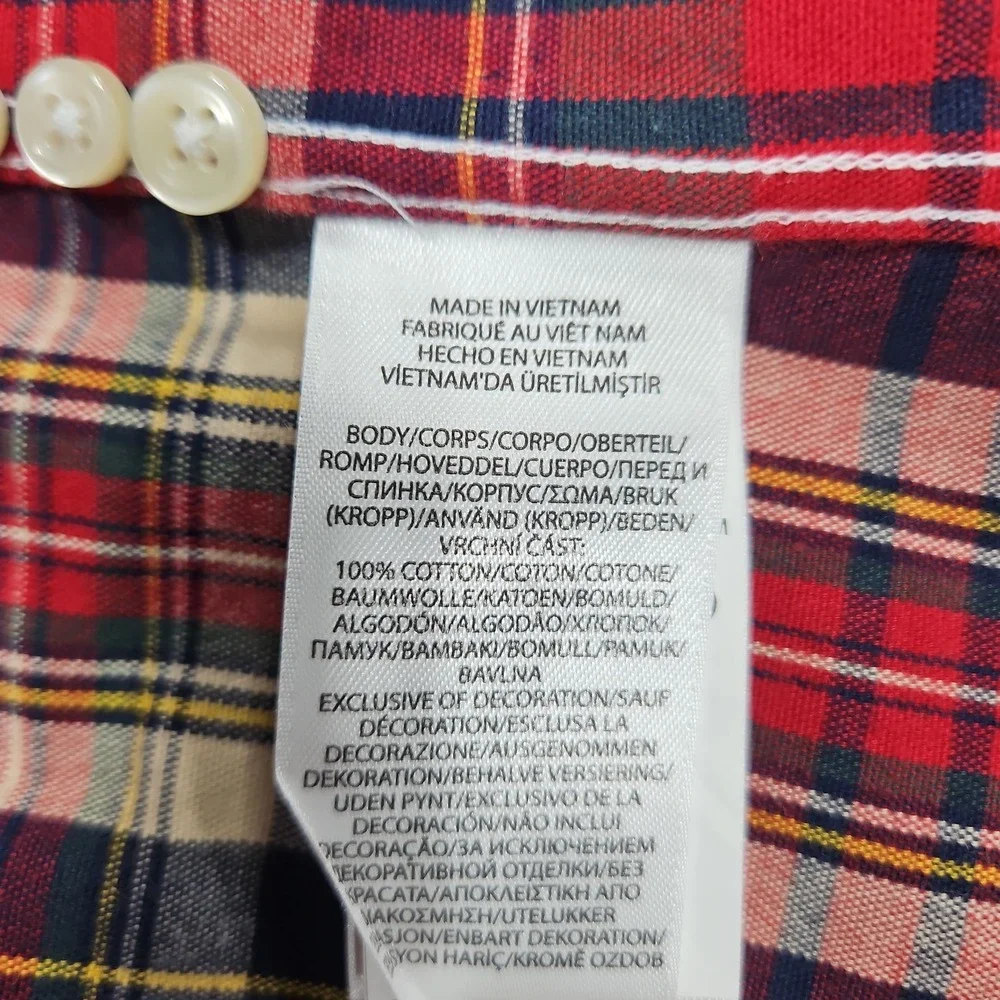 Polo Ralph Lauren Classic Fit Plaid Oxford Button Down Shirt Red Green Mens L